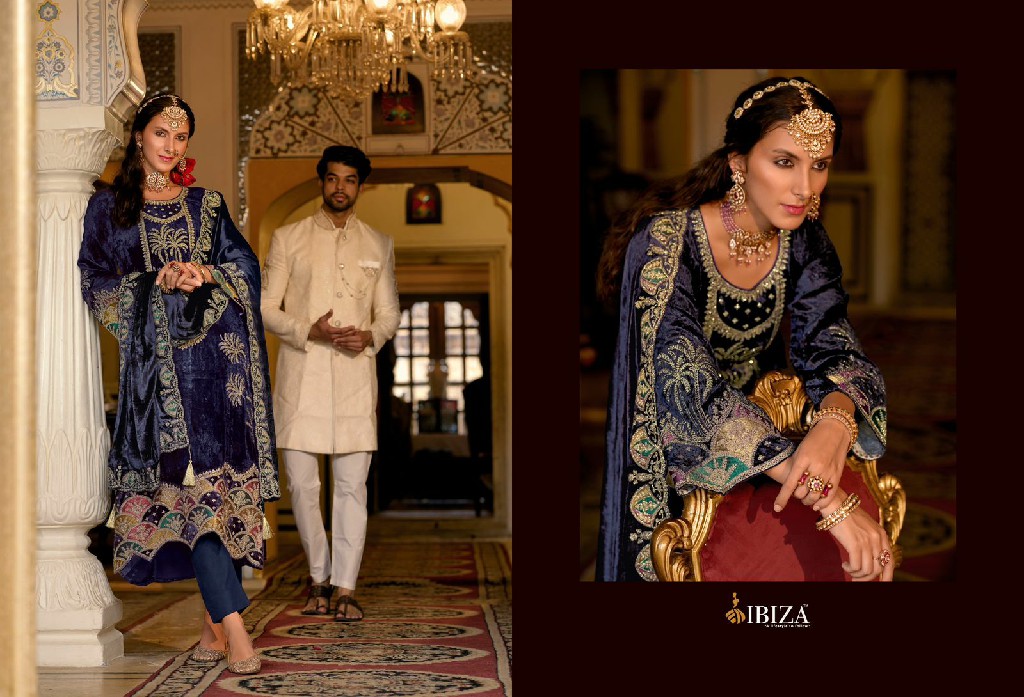 ibiza nazrana viscose velvet winter special pakistani suit supplier