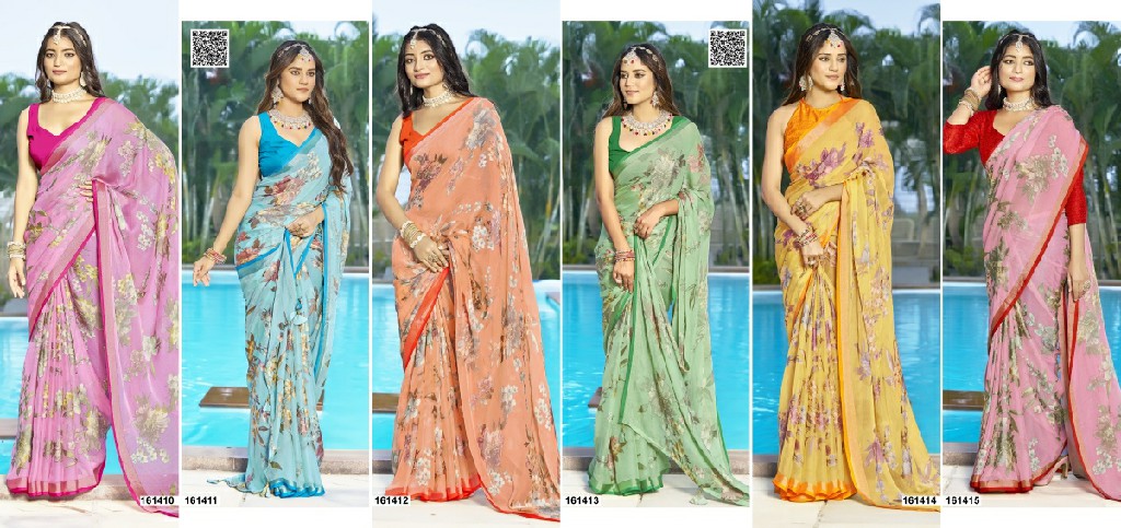 Vallabhi Shivya Vol-2 Wholesale Floral Print Georgette Fabrics Sarees