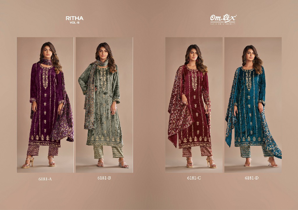 Omtex Ritha Vol-9 Wholesale Pure Viscose Velvet Winter Suits