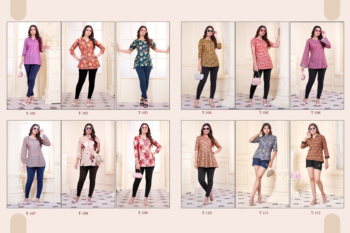 Rahi Fab Tunic Vol-1 Wholesale Cambric Cotton Short Tops