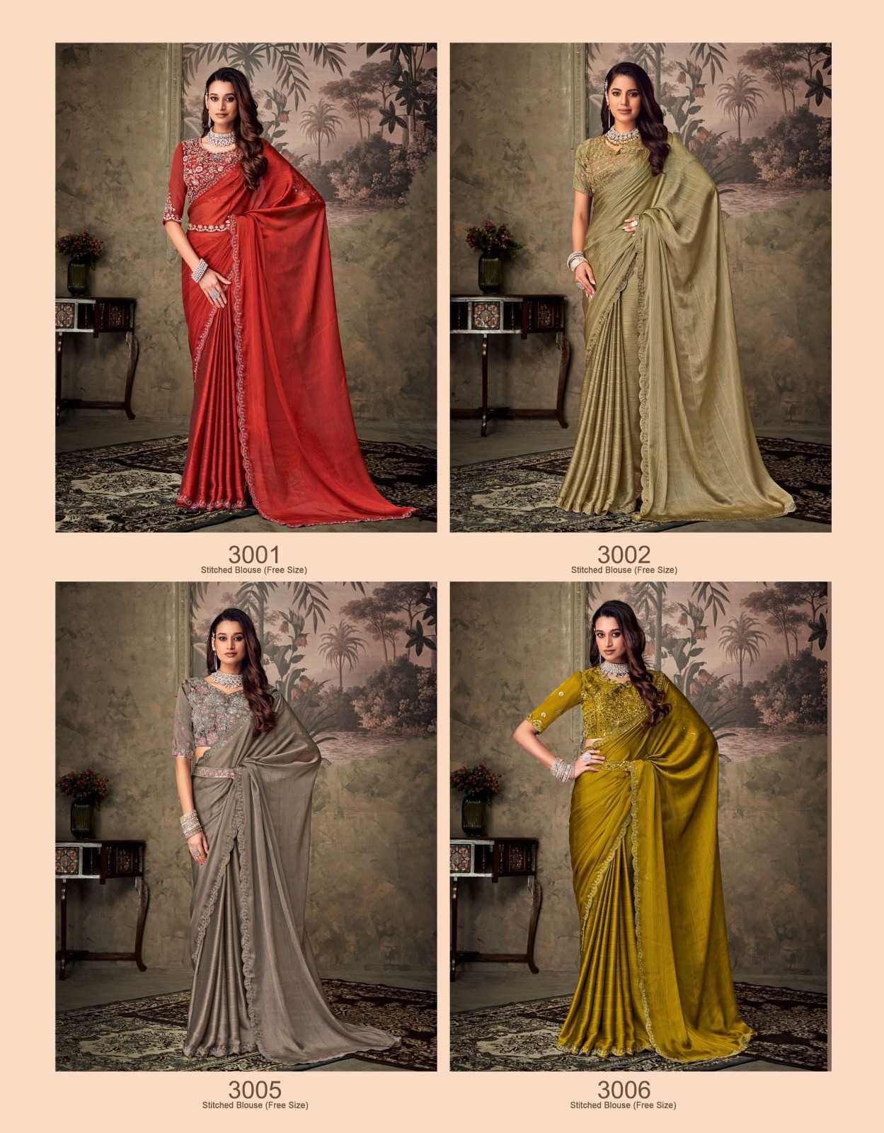 gucci by sanskar tex prints chiffon attractive look saree with stitch blouse