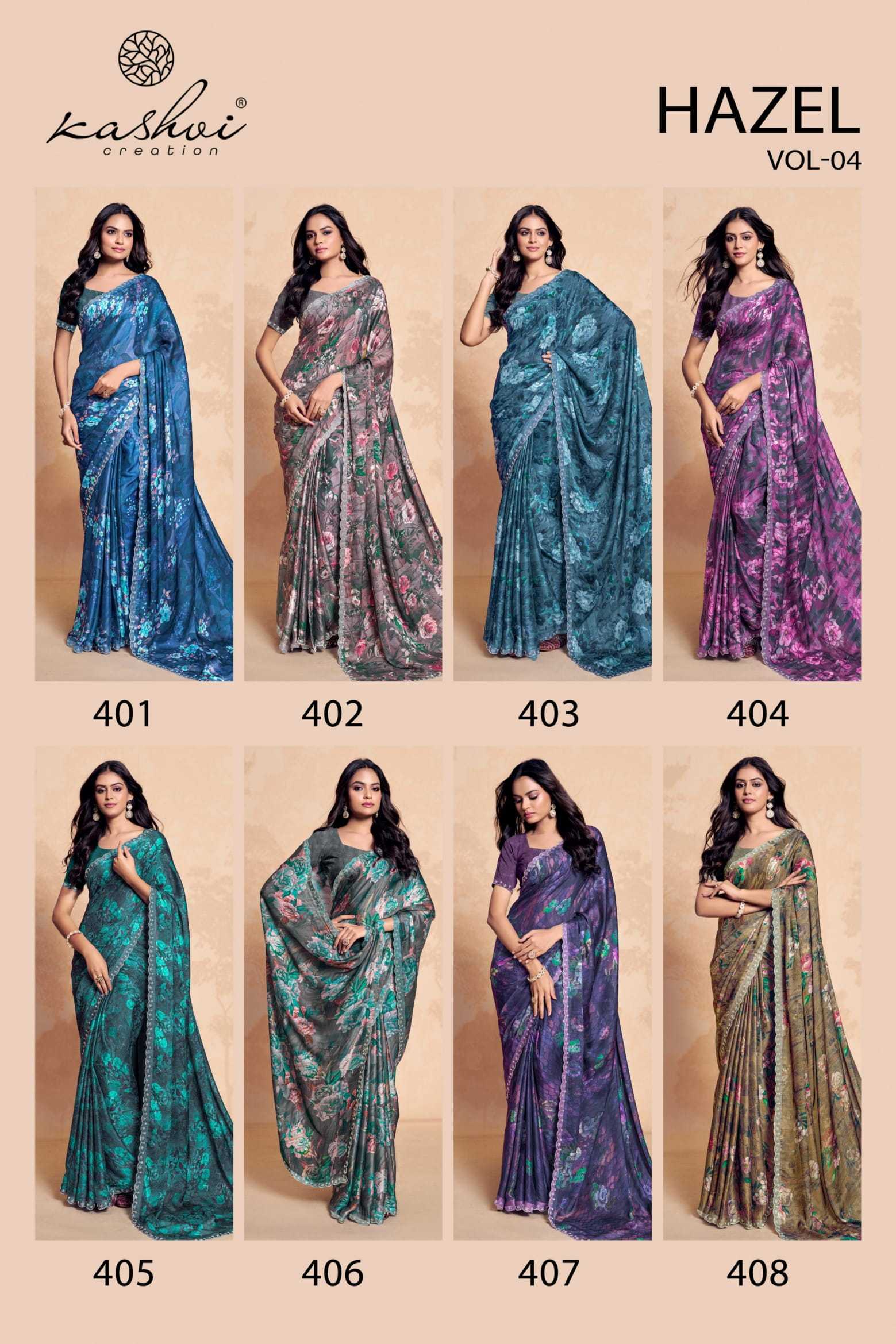 kashvi creation hazel vol 4 satin georgette stylish best saree online