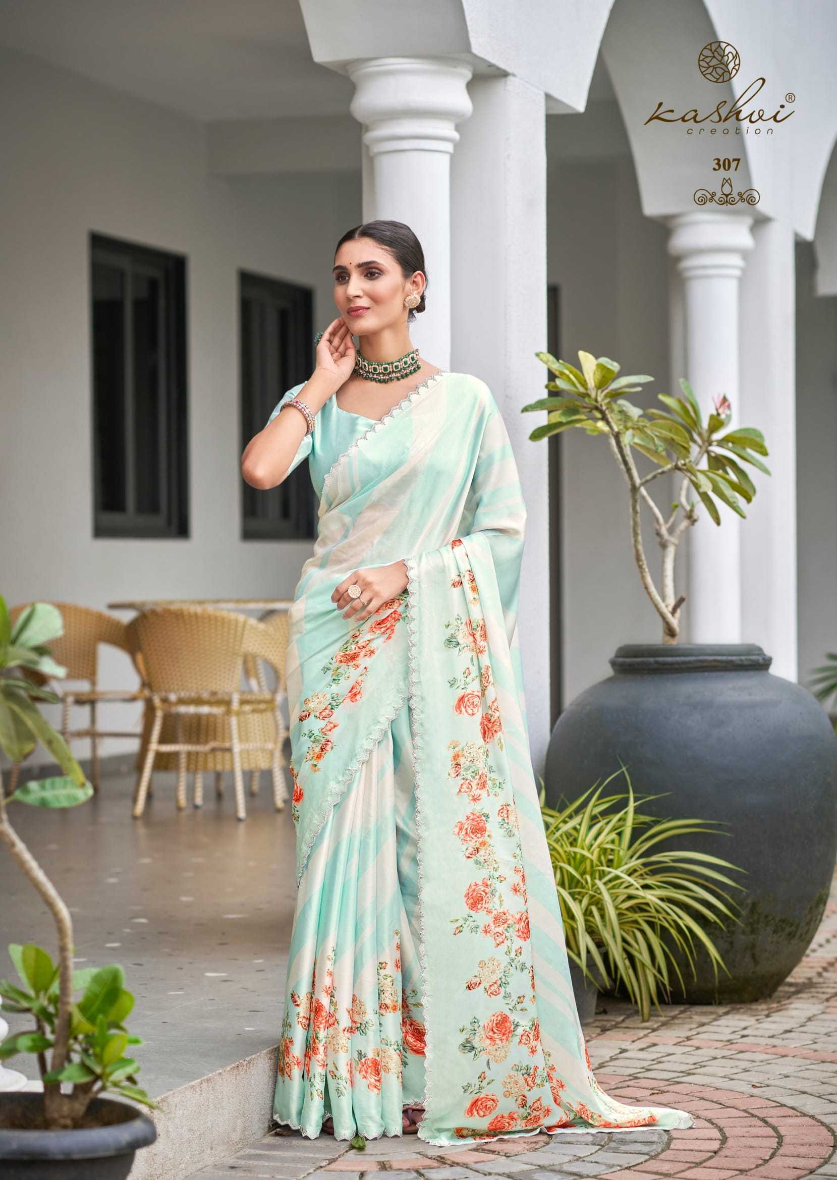 hazel vol 3 by kashvi creation 301-308 classic satin georgette saree