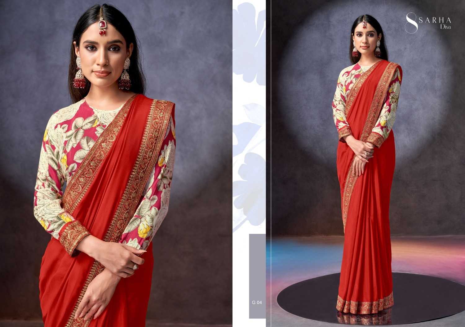 sarha By Aura diva gulaab viscose muslin function wear Ethnic Sarees