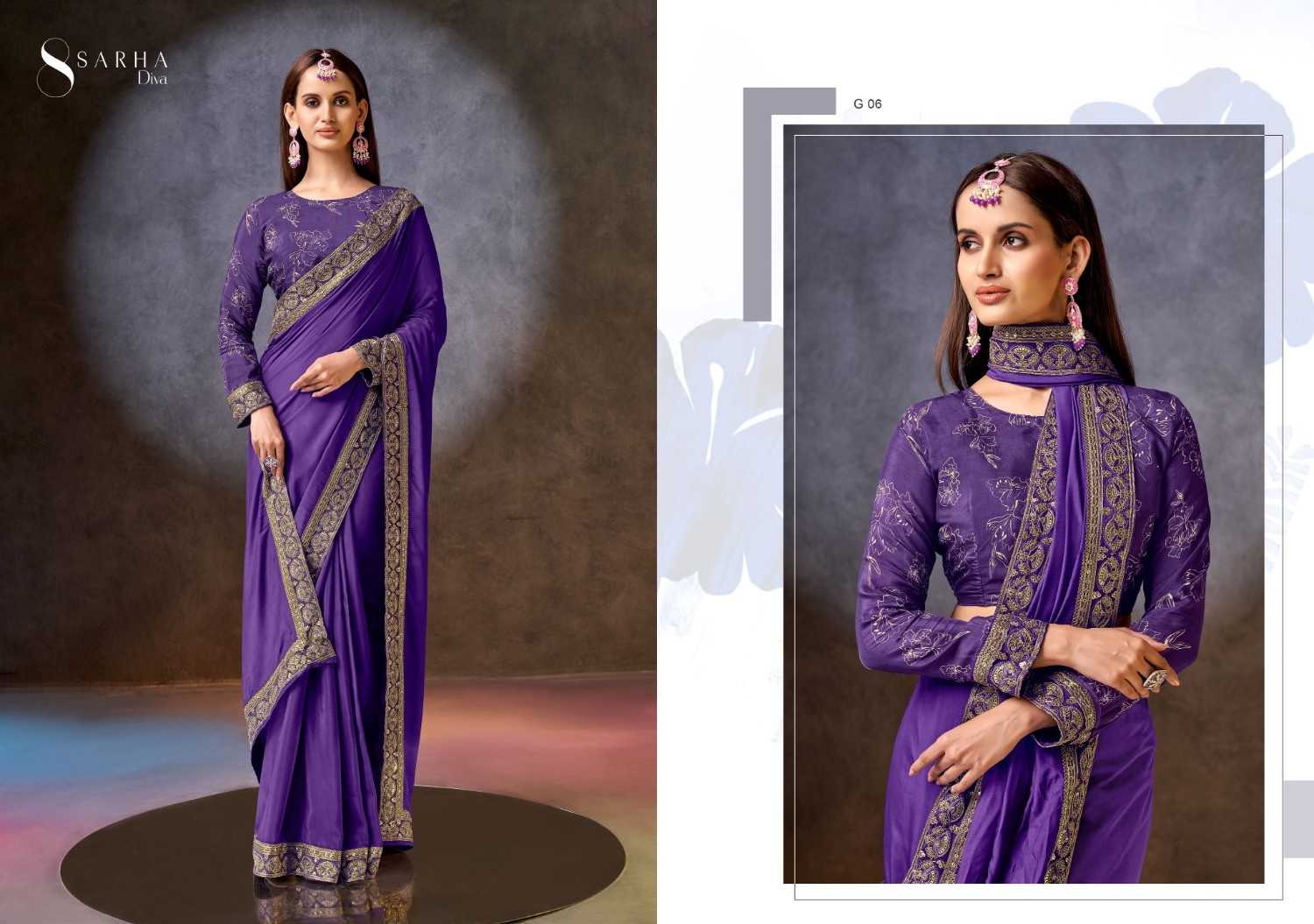 sarha By Aura diva gulaab viscose muslin function wear Ethnic Sarees