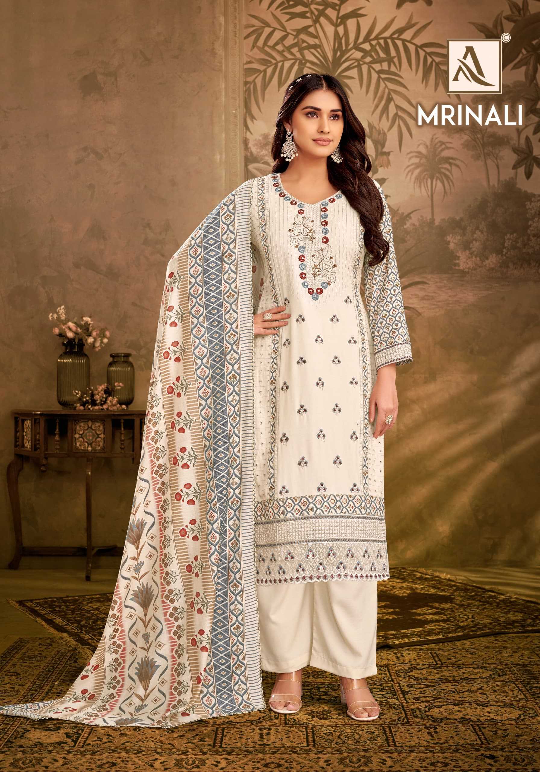 alok suits mrinali stylish print viscose rayon ladies suits