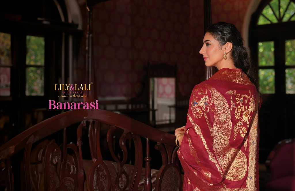 banarasi vol 1 by lily And lali banarasi jacquard silk full stitch festive 3pcs dress