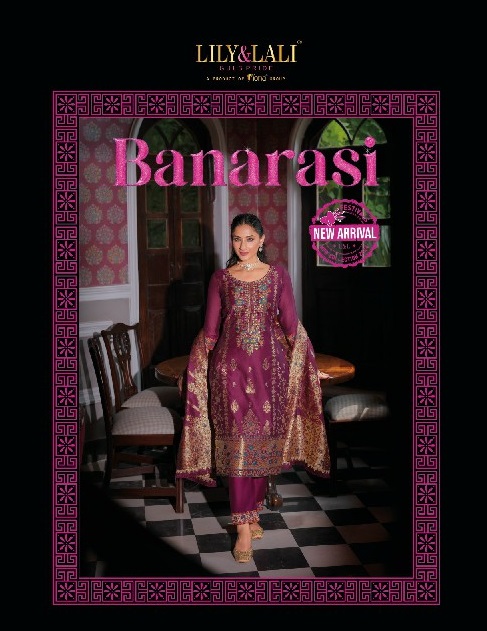 banarasi vol 1 by lily And lali banarasi jacquard silk full stitch festive 3pcs dress