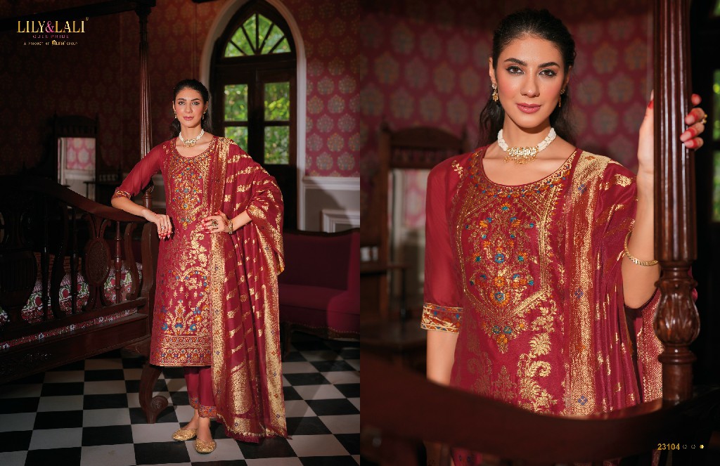 banarasi vol 1 by lily And lali banarasi jacquard silk full stitch festive 3pcs dress