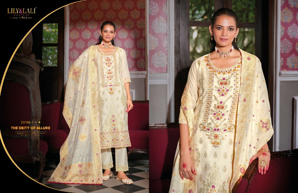 banarasi vol 1 by lily And lali banarasi jacquard silk full stitch festive 3pcs dress