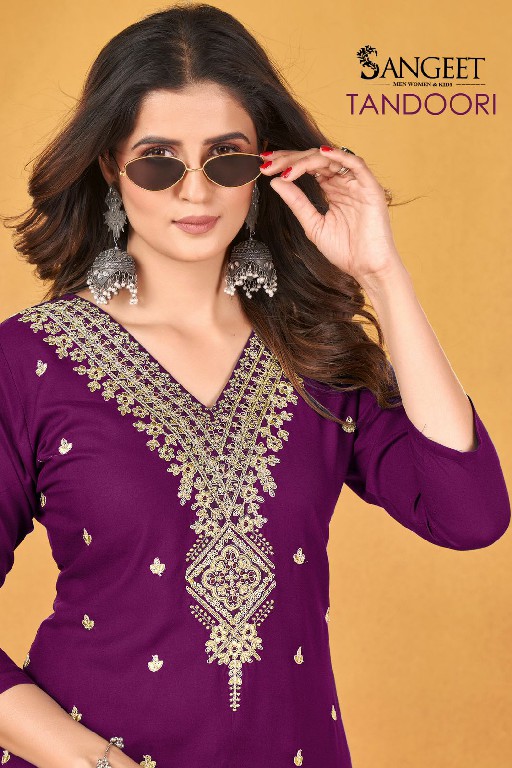 Sangeet Tandoori Wholesale Heavy Reyon Neck Embroidery Kurtis