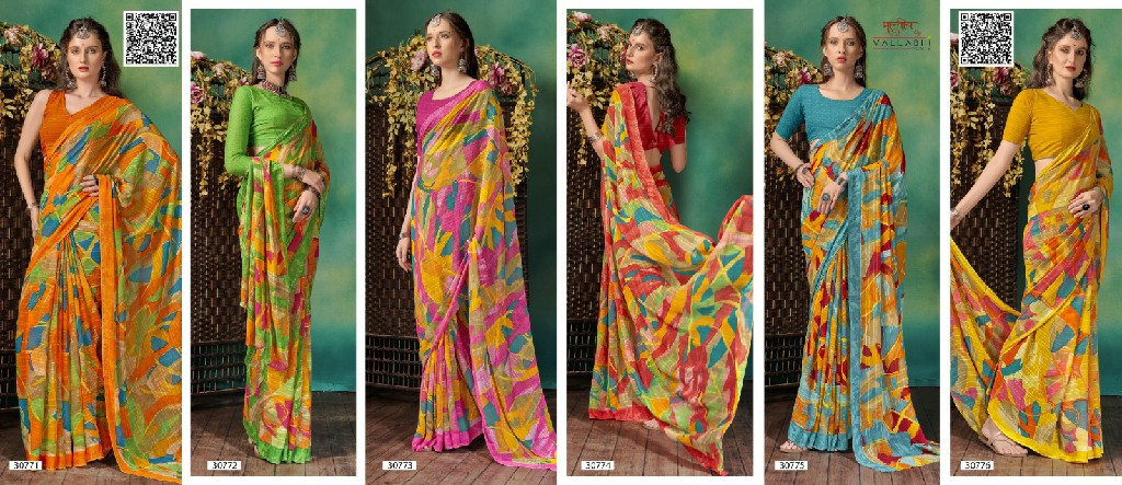 Vallabhi Ivaanka Vol-2 Wholesale Georgette Fabrics Abstract Print Sarees