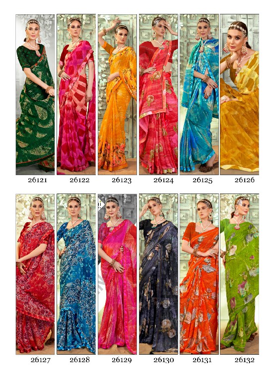 Vallabhi Priyanshi Wholesale Floral Print With Readymade Blouse Sarees