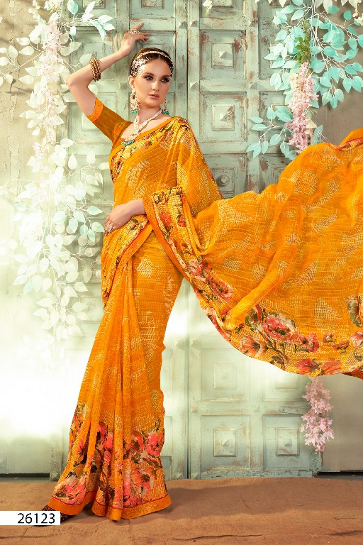 Vallabhi Priyanshi Wholesale Floral Print With Readymade Blouse Sarees