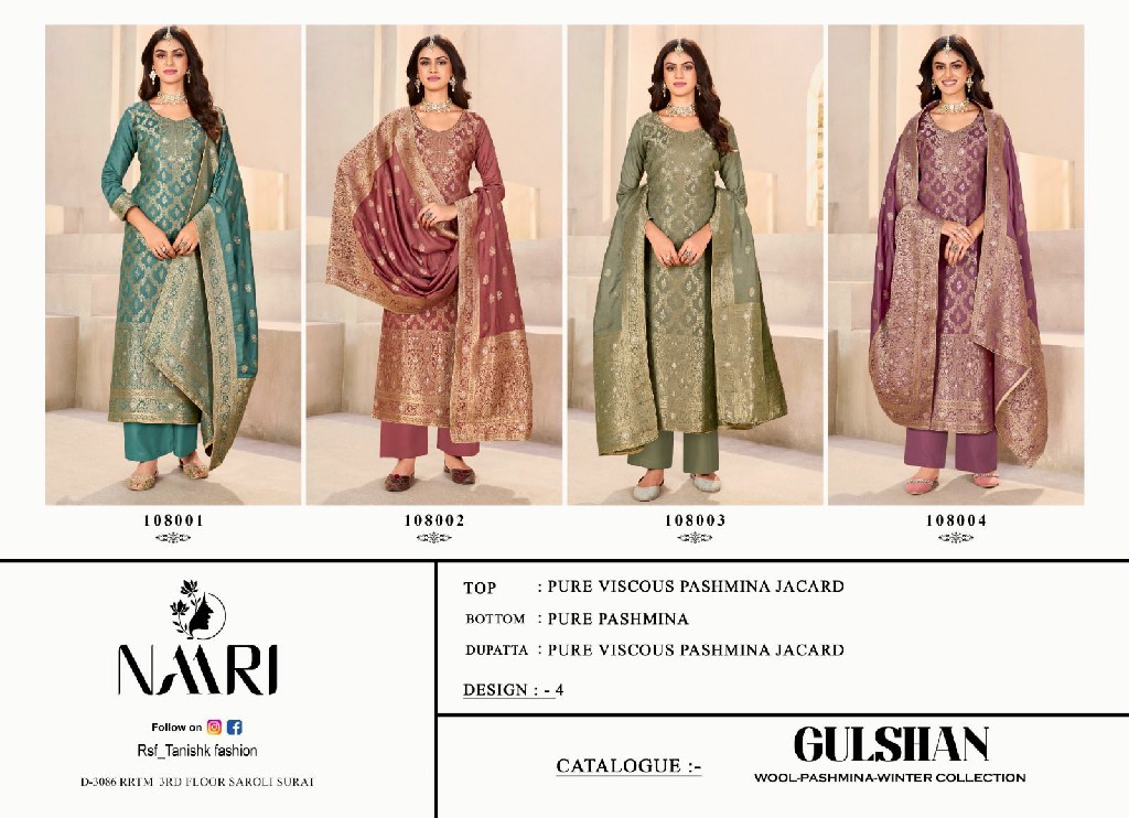 Naari Gulshan Wholesale Wool Pashmina Winter Collection Suits