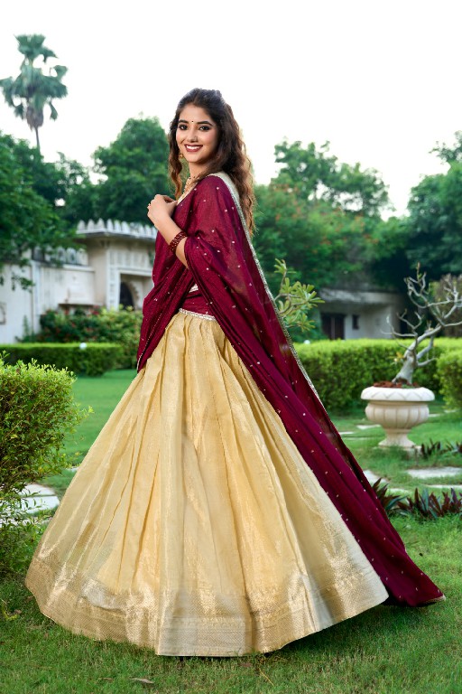 LNB Kesariya Wholesale Kanchipuram Fabrics Lehengas