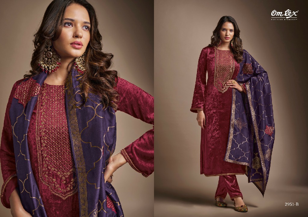 Omtex Raks Wholesale Pure Viscose Velvet With Work Winter Suits