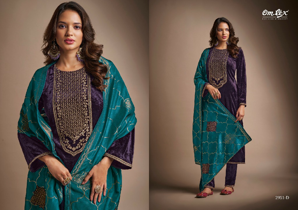 Omtex Raks Wholesale Pure Viscose Velvet With Work Winter Suits