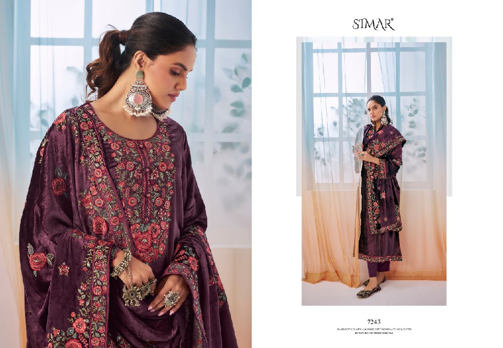 Glossy Simar Velvet Dreams Wholesale Velvet With Work Winter Suits