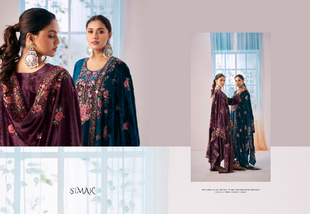 Glossy Simar Velvet Dreams Wholesale Velvet With Work Winter Suits