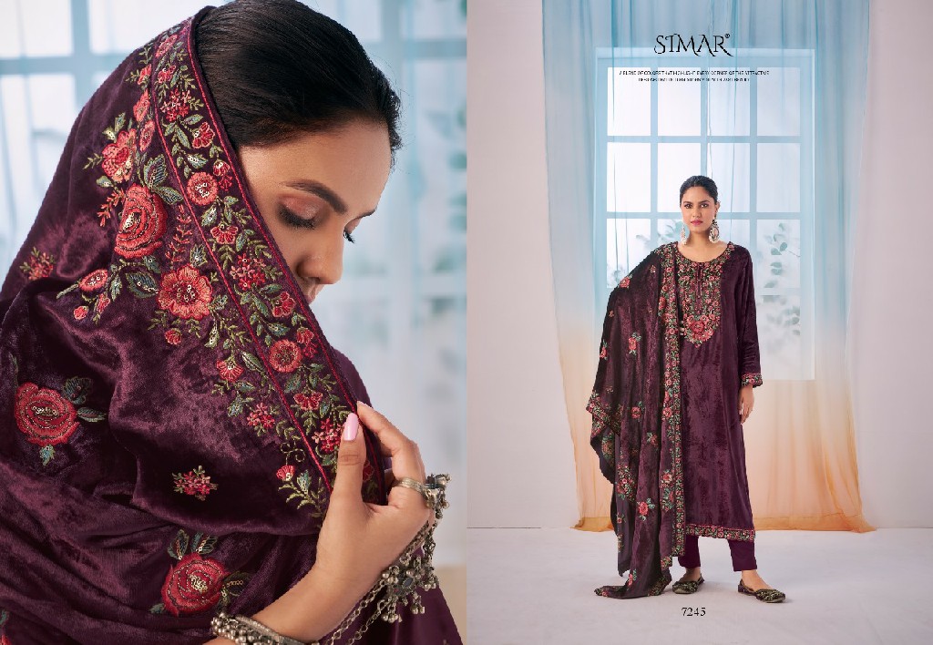 Glossy Simar Velvet Dreams Wholesale Velvet With Work Winter Suits