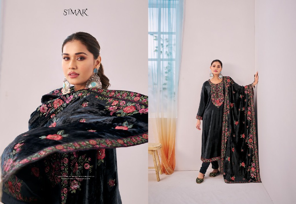 Glossy Simar Velvet Dreams Wholesale Velvet With Work Winter Suits