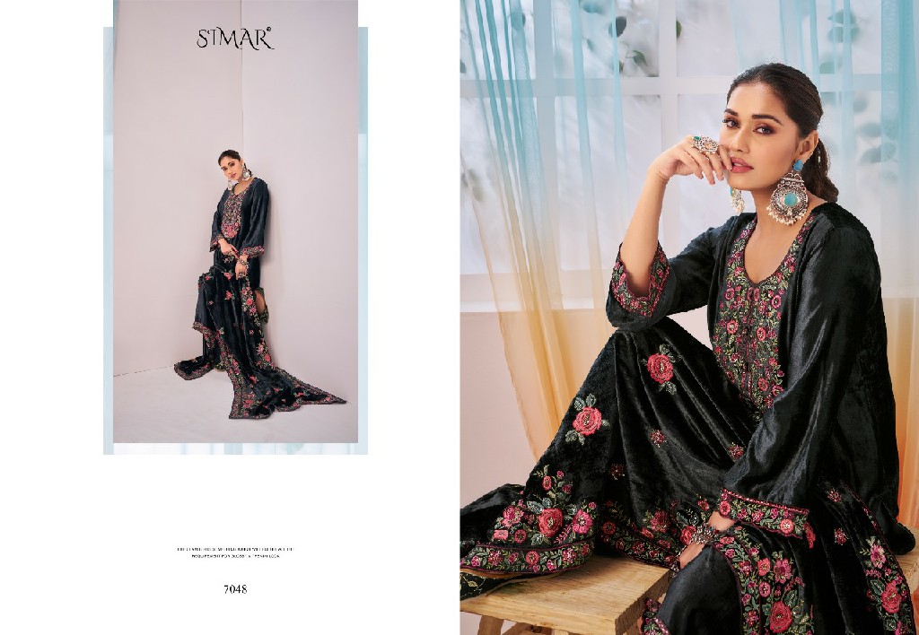 Glossy Simar Velvet Dreams Wholesale Velvet With Work Winter Suits