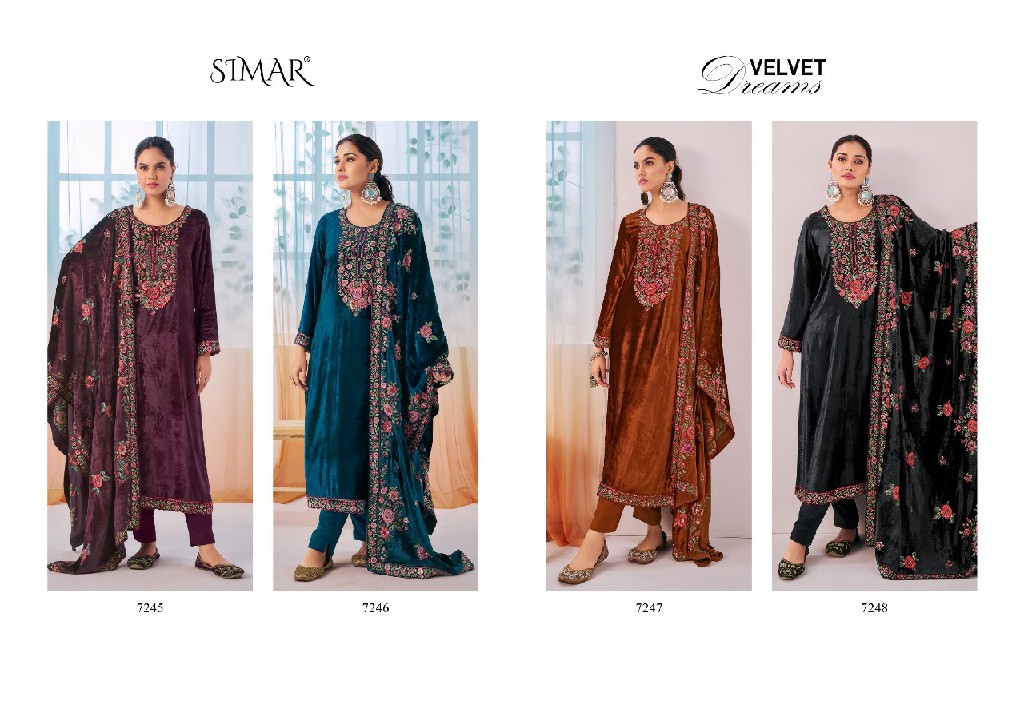 Glossy Simar Velvet Dreams Wholesale Velvet With Work Winter Suits