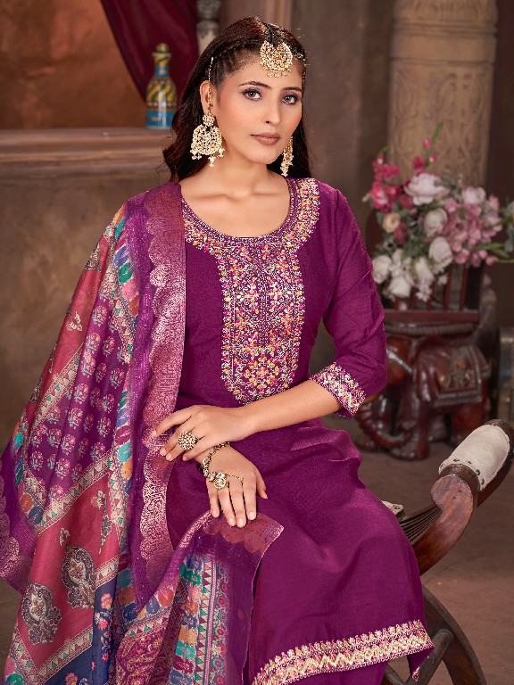 Banwery Galaxy Wholesale Vichitra Silk Top With Bottom And Dupatta