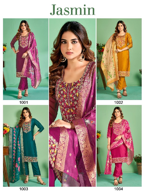 Banwery Jasmin Wholesale Fancy Silk Top With Bottom And Dupatta