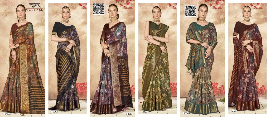 Vallabhi Anuprabha Vol-7 Wholesale Linen Fabrics Sarees