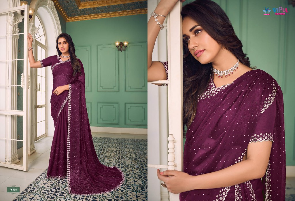 Vipul Nazara Wholesale Chiffon Fabrics Ethnic Sarees