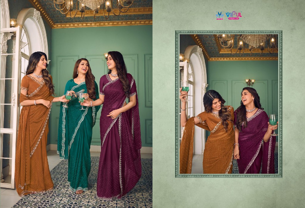 Vipul Nazara Wholesale Chiffon Fabrics Ethnic Sarees