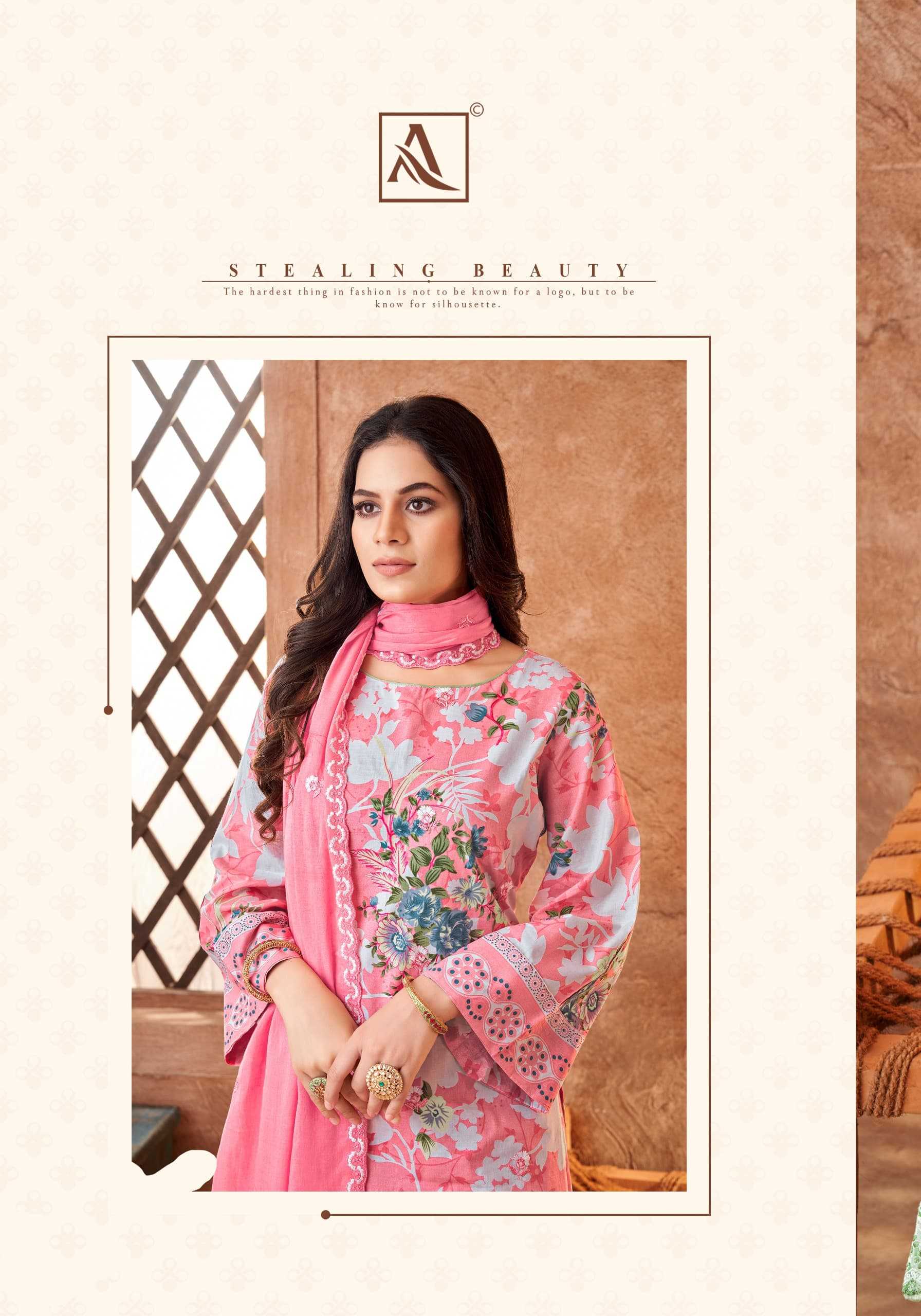 alok dil bahar cambric cotton pretty look pakistani 3pcs dress