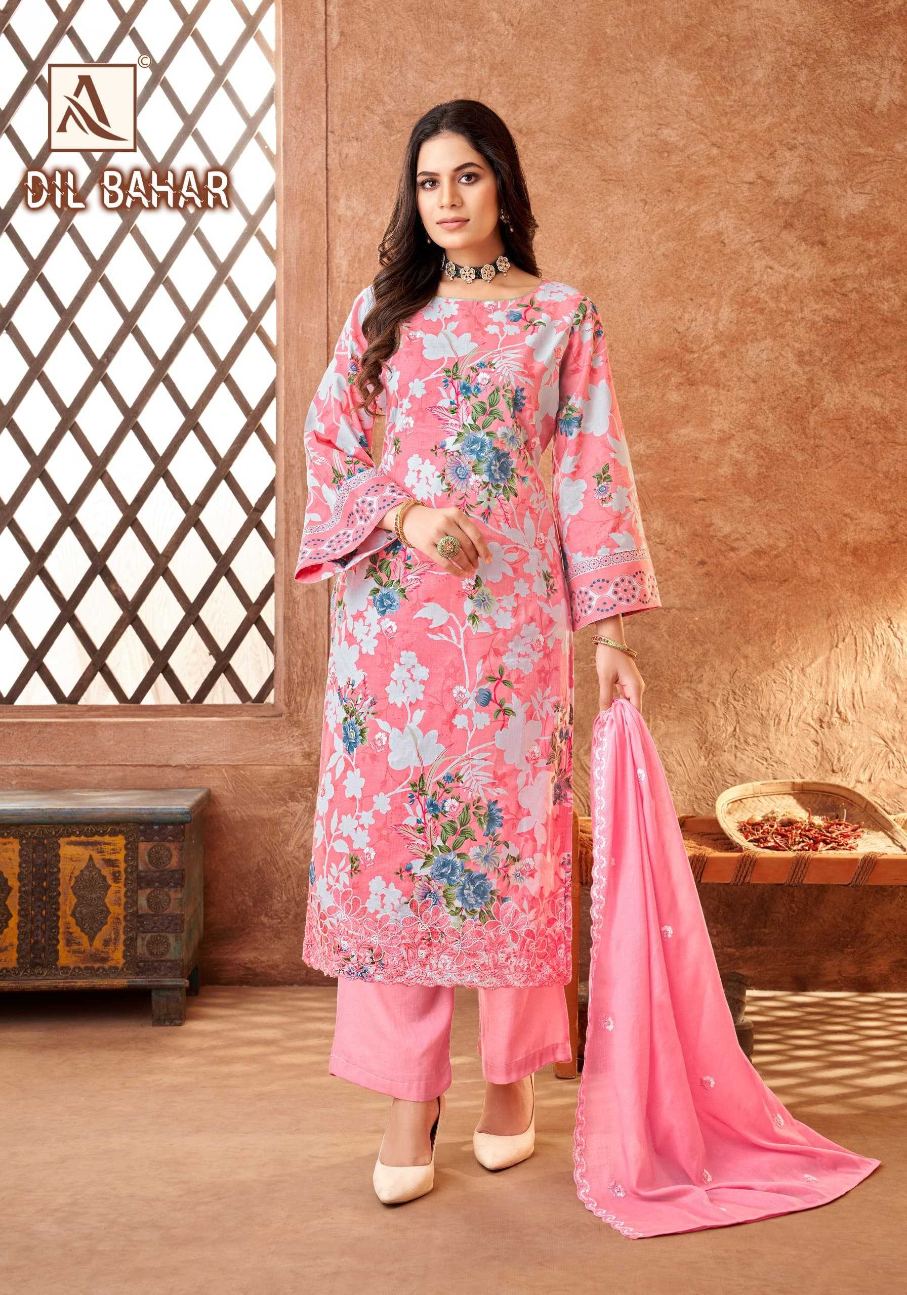 alok dil bahar cambric cotton pretty look pakistani 3pcs dress