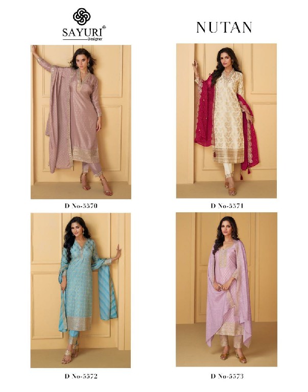 sayuri designer nutan readymade viscose jacquard silk party wear suit