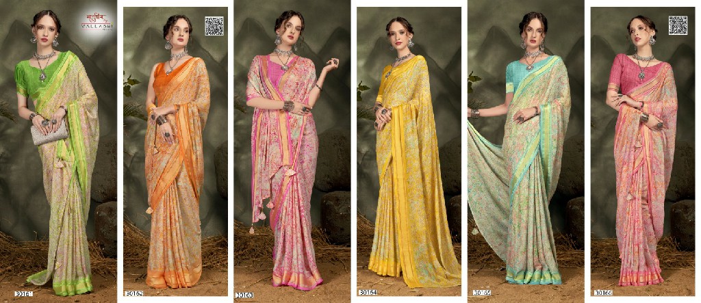 Vallabhi Jiya Vol-7 Wholesale Moss Georgette Ethnic Indian Sarees