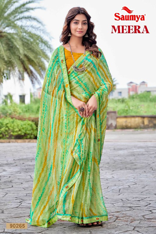 Saumya Meera Wholesale Golden Chiffon Indian Sarees