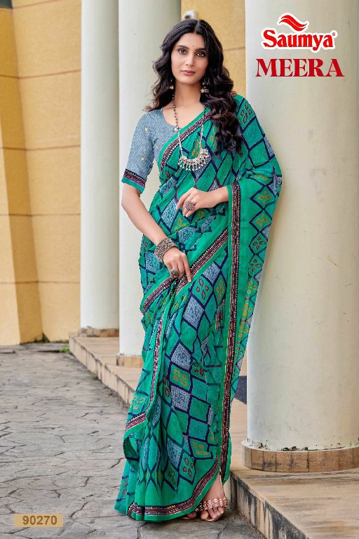 Saumya Meera Wholesale Golden Chiffon Indian Sarees