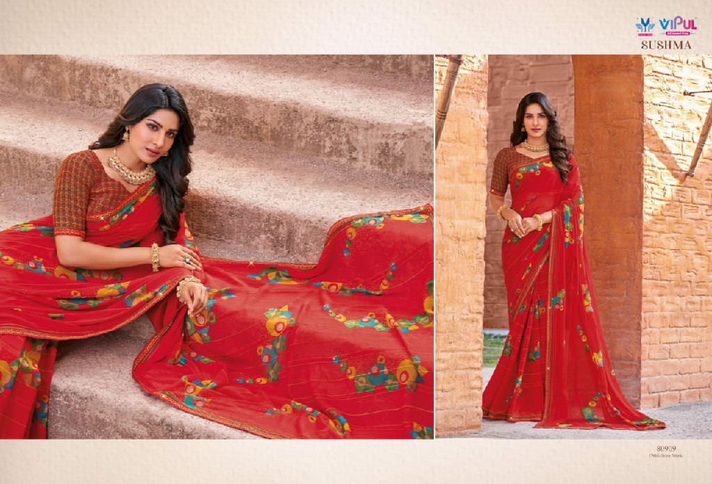 Vipul Sushma Wholesale Georgette Fabrics Ethnic Sarees