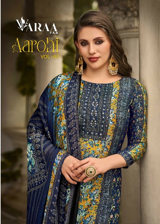 Varaa Fab Aarohi Vol-3 Wholesale Pure Viscose Muslin With Handwork Dress Material