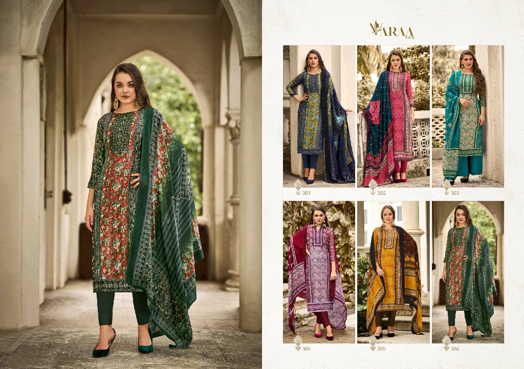 Varaa Fab Aarohi Vol-3 Wholesale Pure Viscose Muslin With Handwork Dress Material