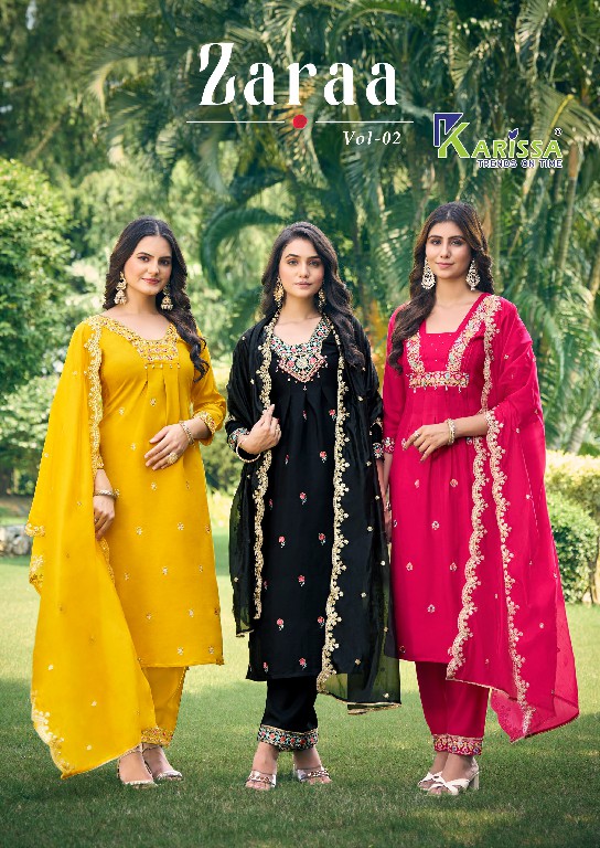 Karissa Zaraa Vol-2 Wholesale Top Pant With Dupatta Catalog