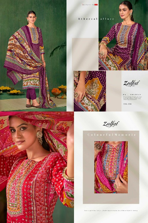 Zulfat Sangini Pure Jam Cotton With Mirror Work Dress Material