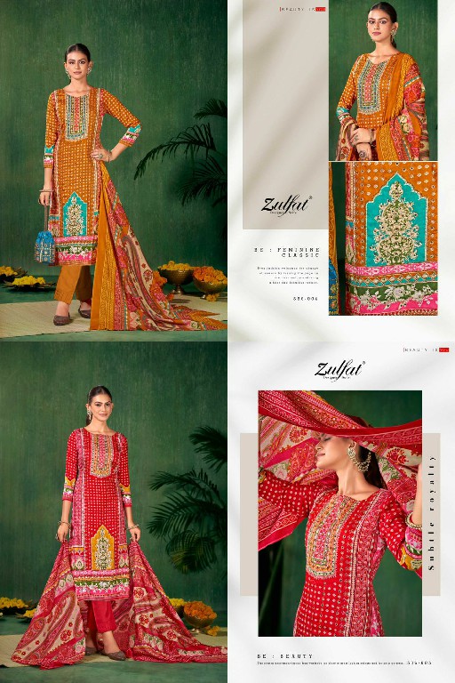 Zulfat Sangini Pure Jam Cotton With Mirror Work Dress Material