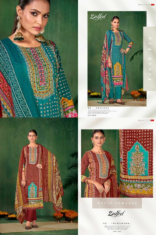 Zulfat Sangini Pure Jam Cotton With Mirror Work Dress Material