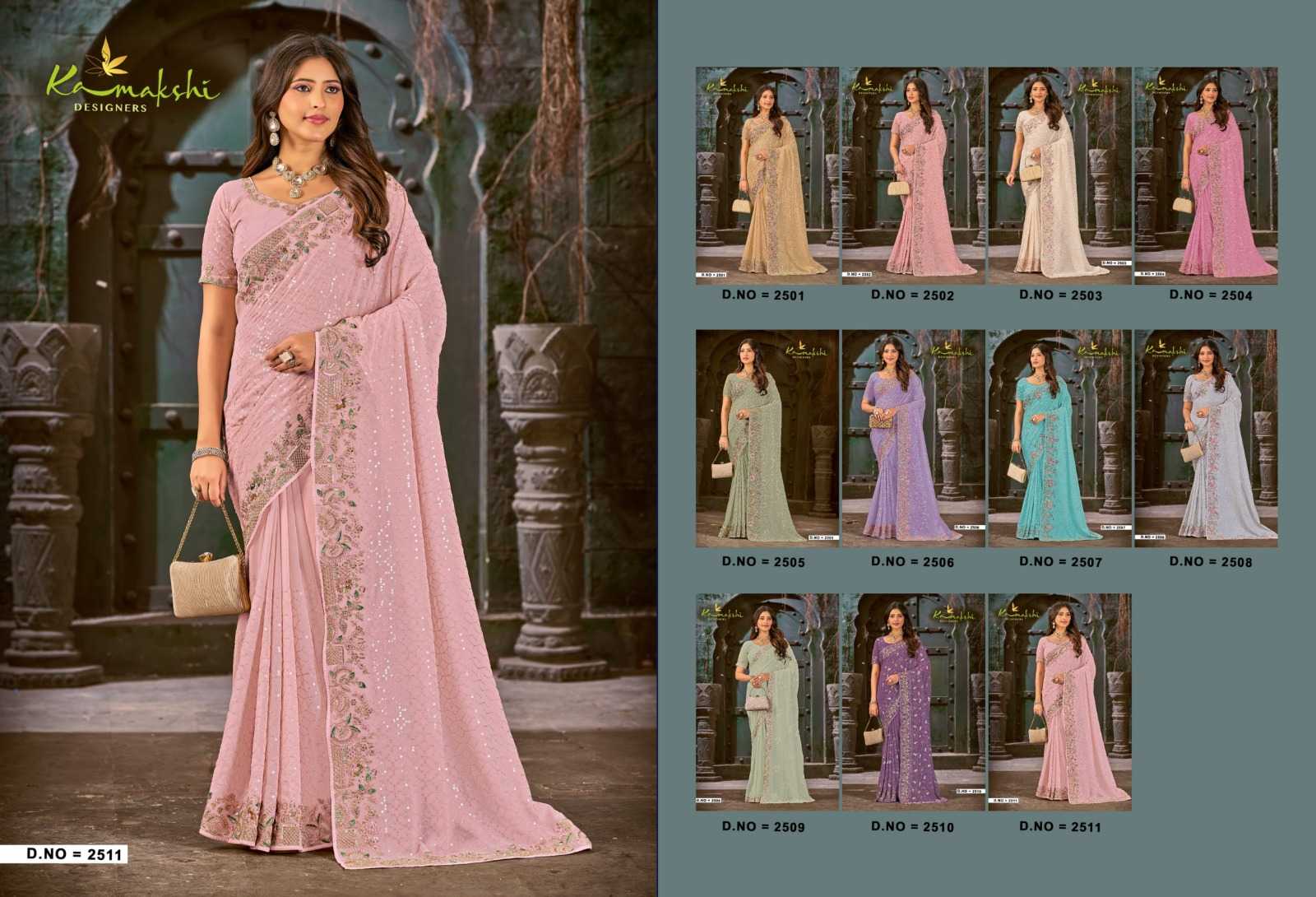 kiara by kamakshi designers 2501-2511 georgette classic look saree