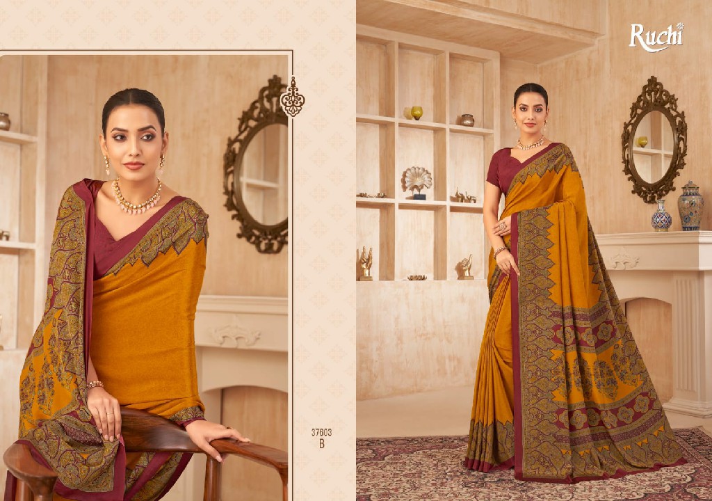 RUCHI VIVANTA SILK VOL 38 SILK CREPE PRINTED SARIS AT BEST RATE