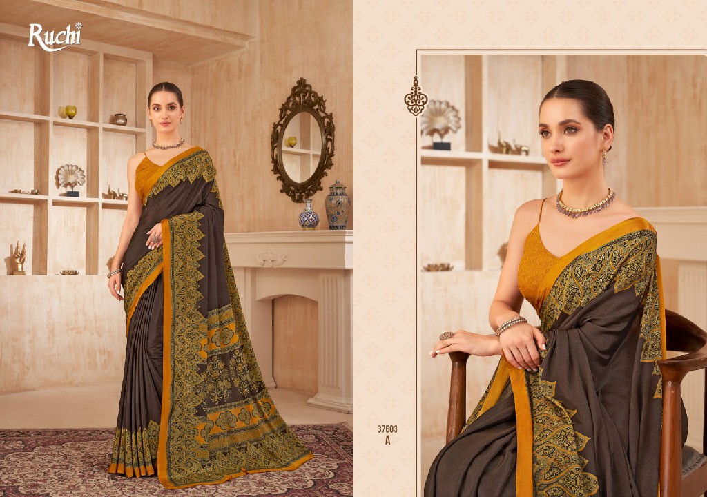 RUCHI VIVANTA SILK VOL 38 SILK CREPE PRINTED SARIS AT BEST RATE