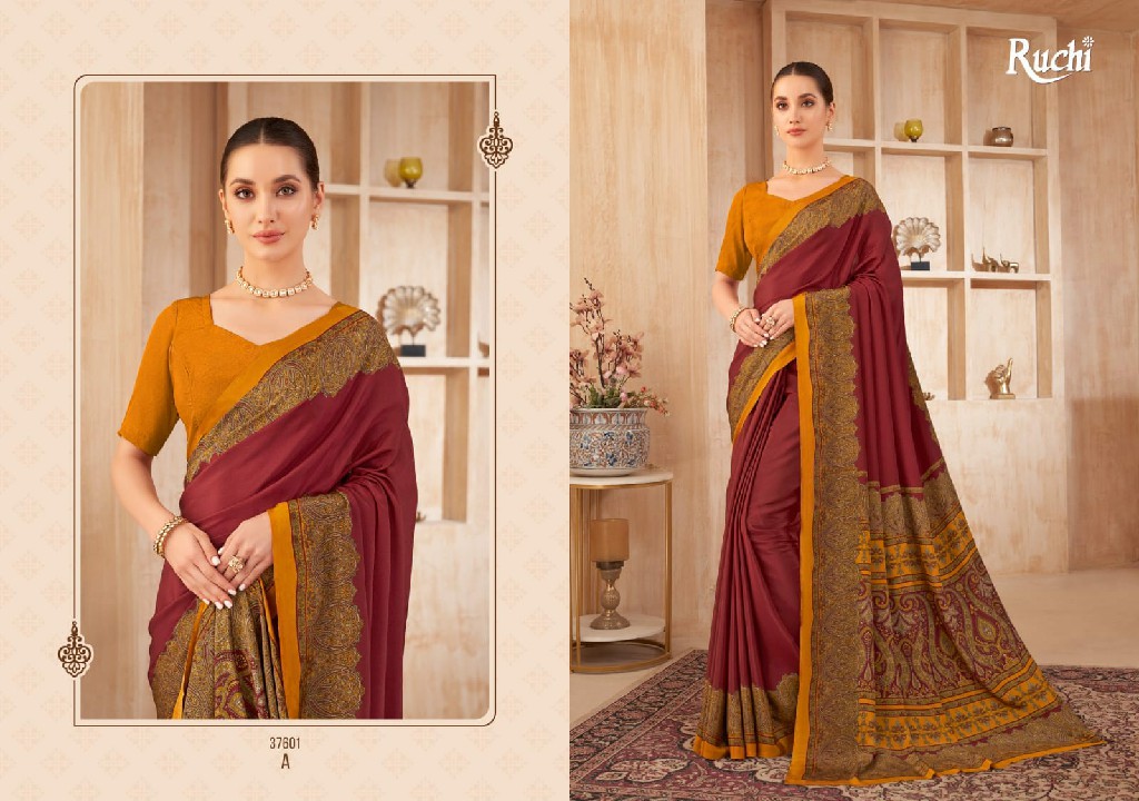 RUCHI VIVANTA SILK VOL 38 SILK CREPE PRINTED SARIS AT BEST RATE